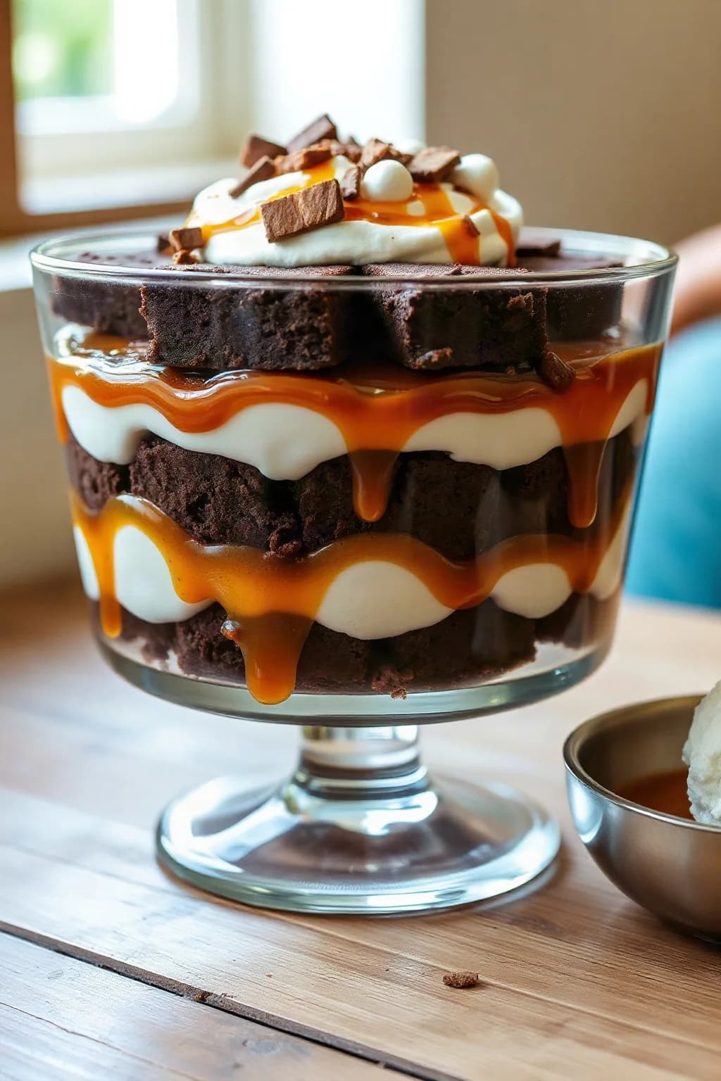 Bagatelle trifle aux brownies et caramel au bourbon
