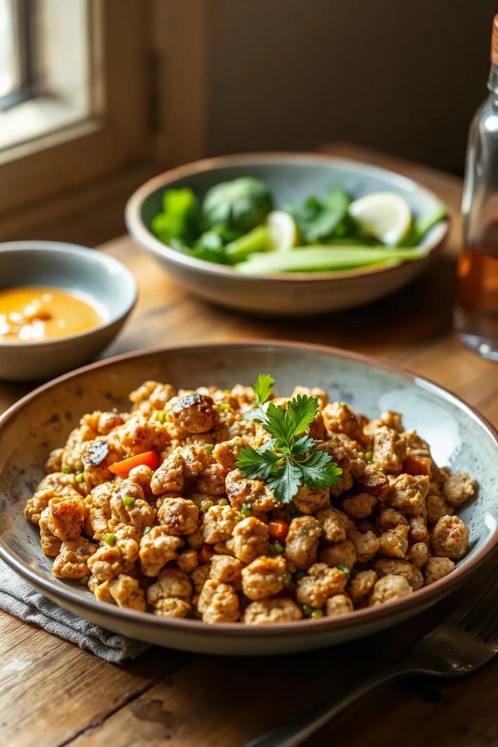 Pollo Molido Salteado con Miso y Curry