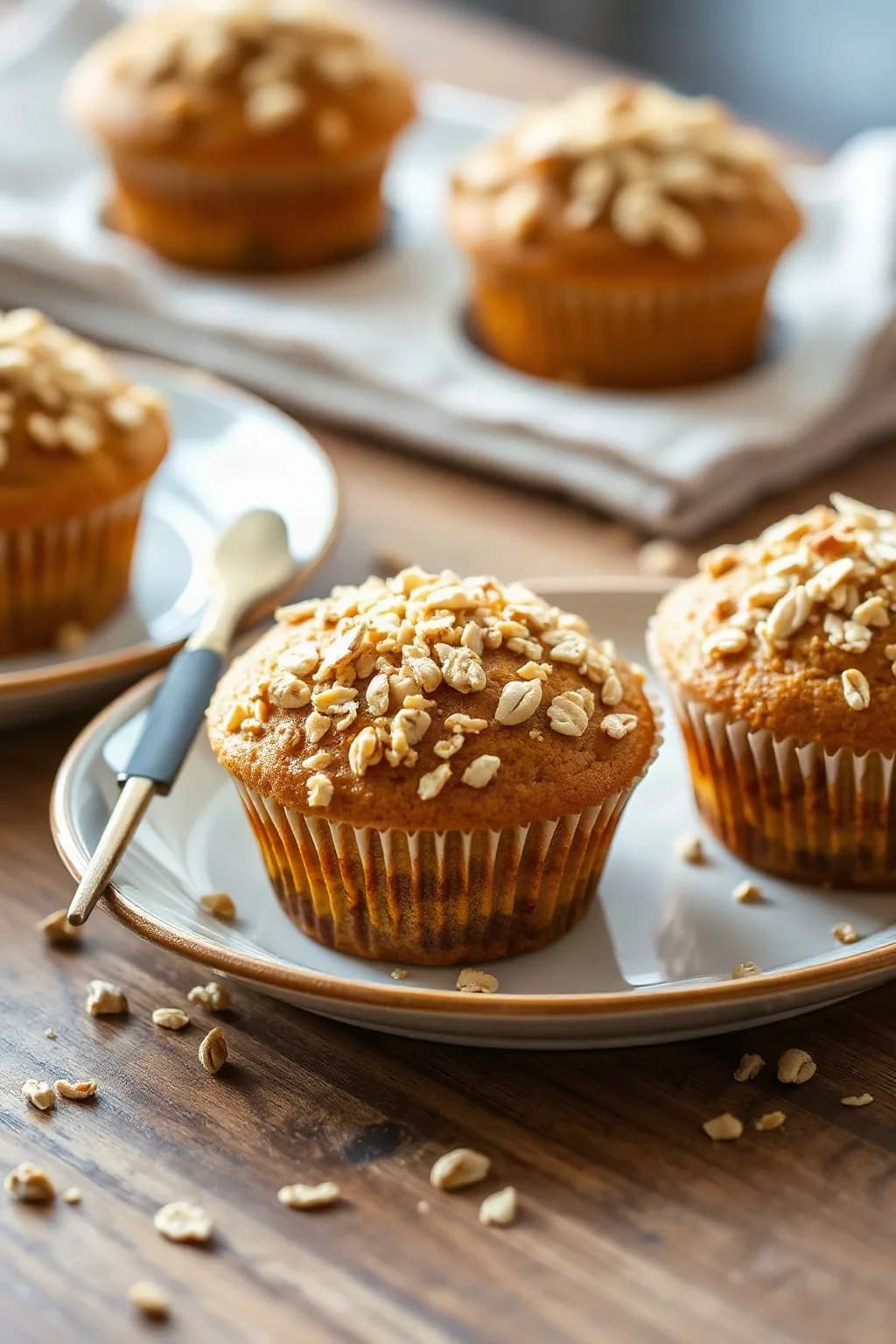 Pumpkin Muffins with Oat Crumble Topping