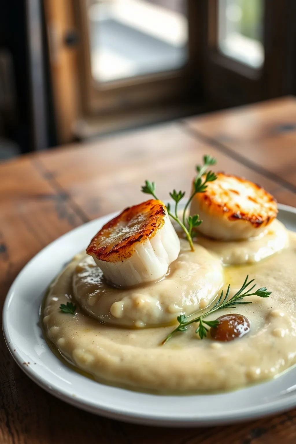 Pan-Seared Scallops on Celery Root Purée