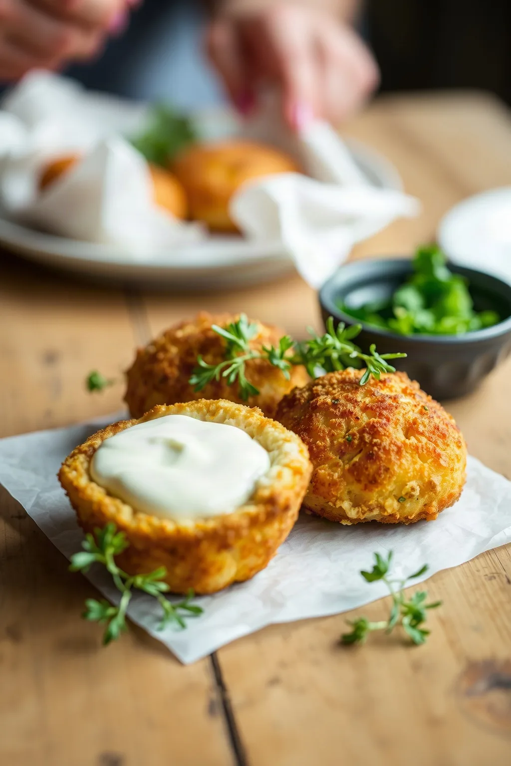 Croquettes de saumon et mayonnaise à l'estragon