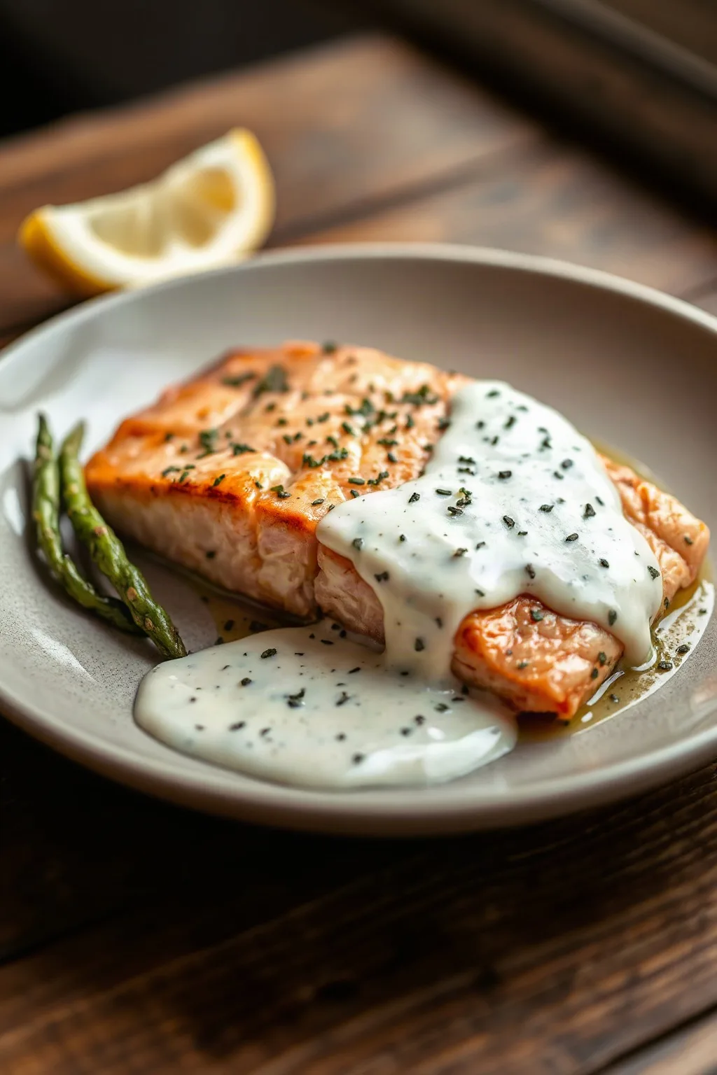 Saumon sauce à la crème aux herbes de Lesley Chesterman