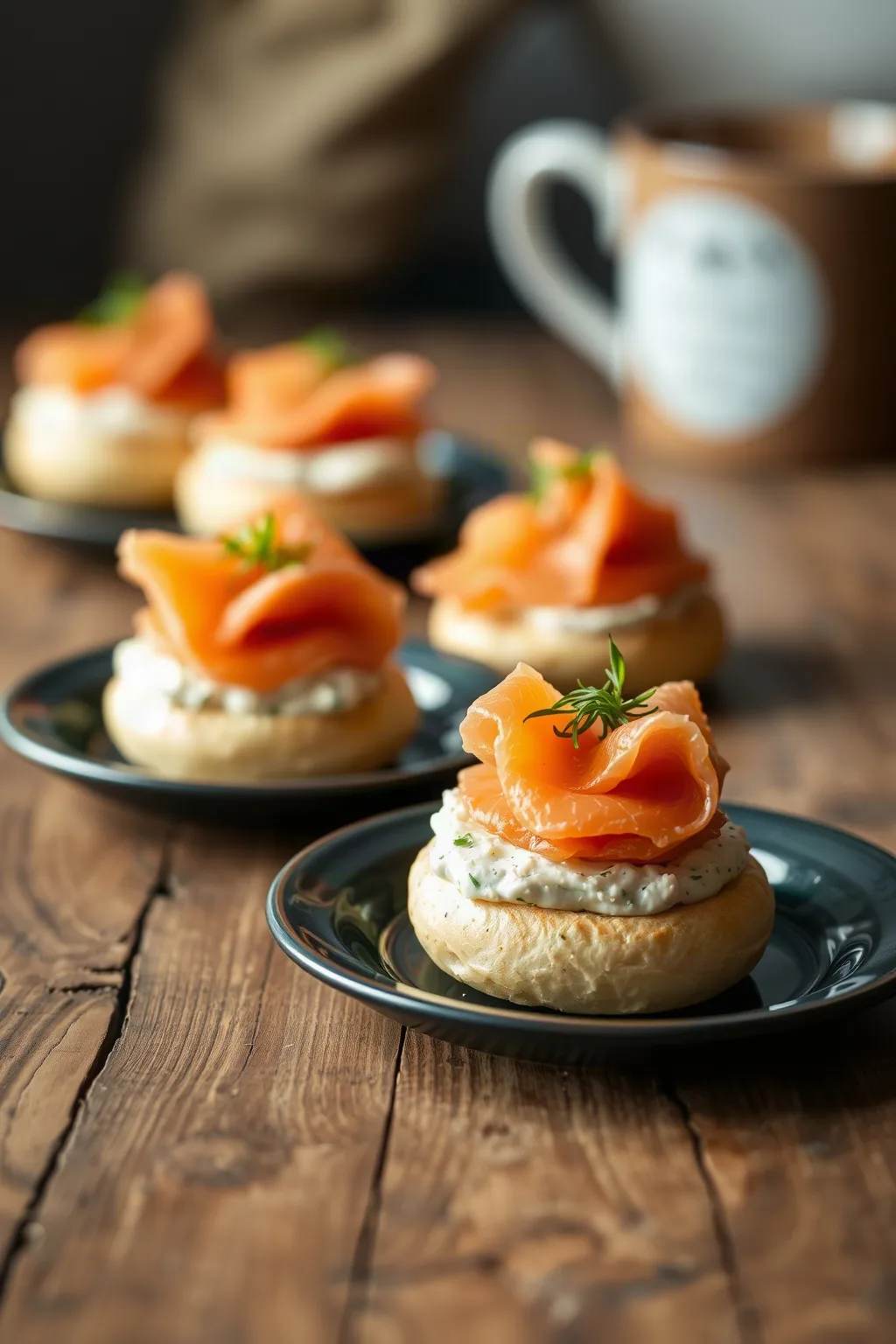 Bagel Bites with Smoked Salmon and Leek Spread