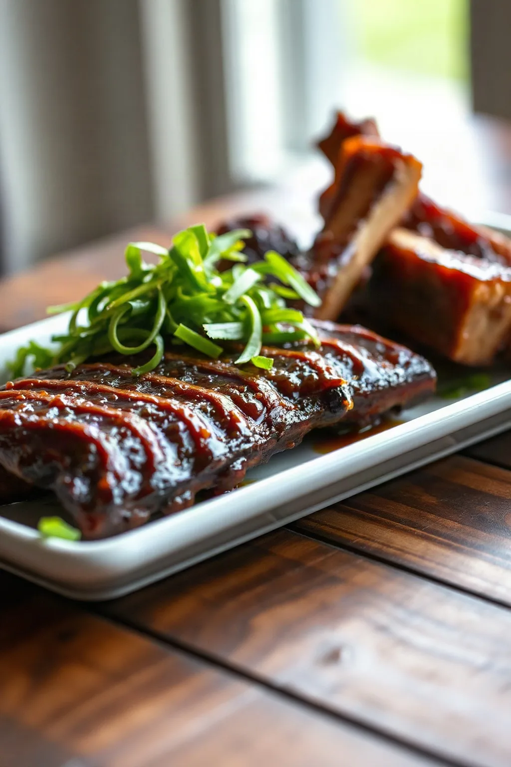 Costillas Caramelizadas con Verduras Verdes