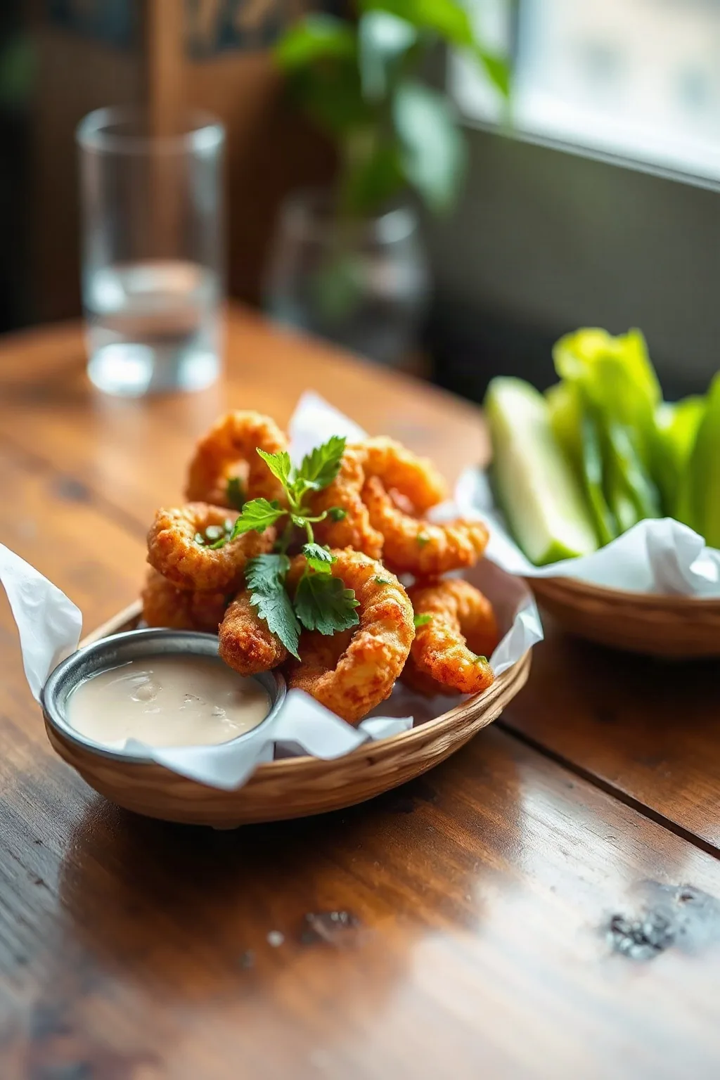 Calmars frits à la bière sauce au concombre