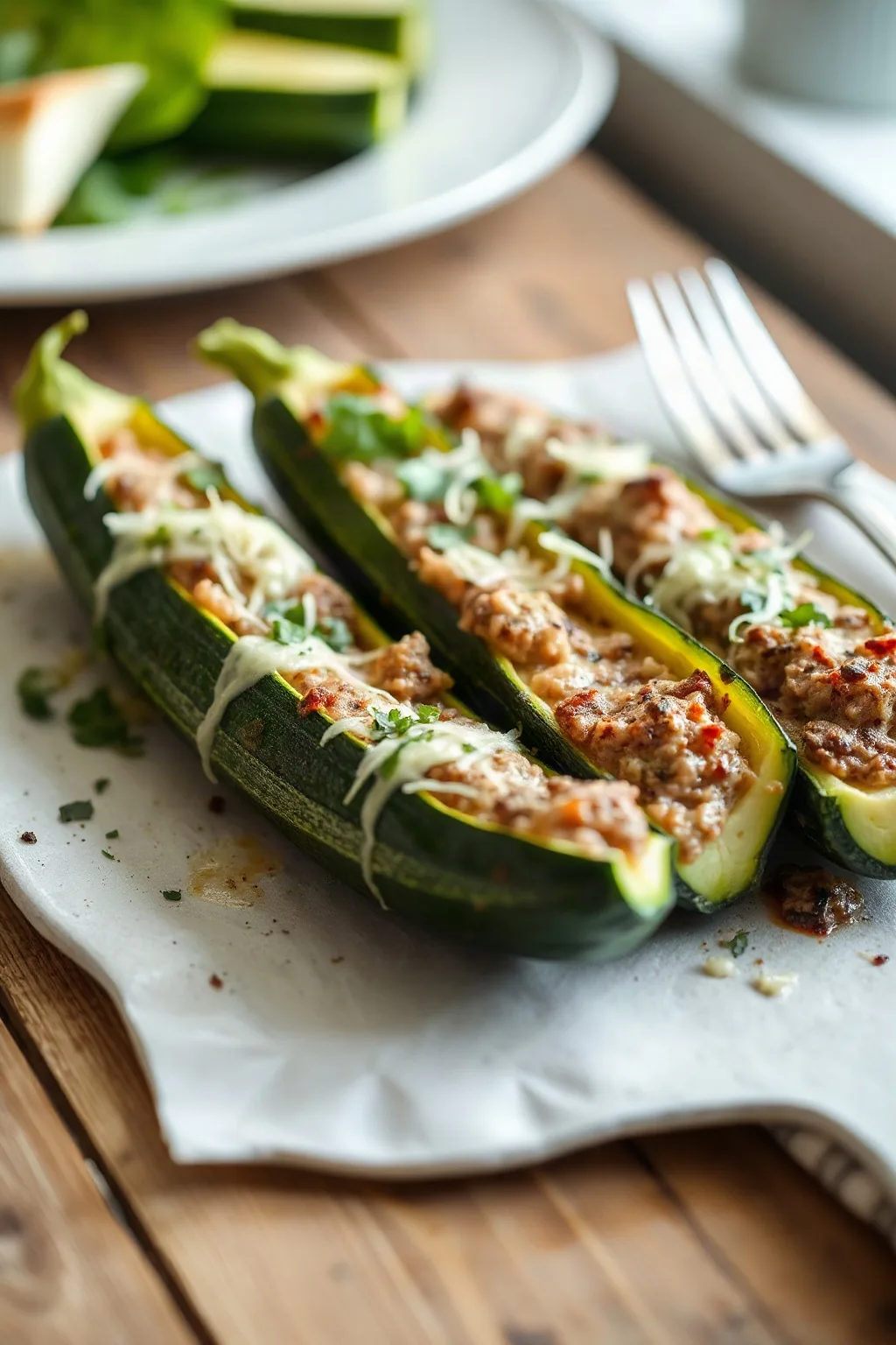Courgettes farcies au veau et au parmesan