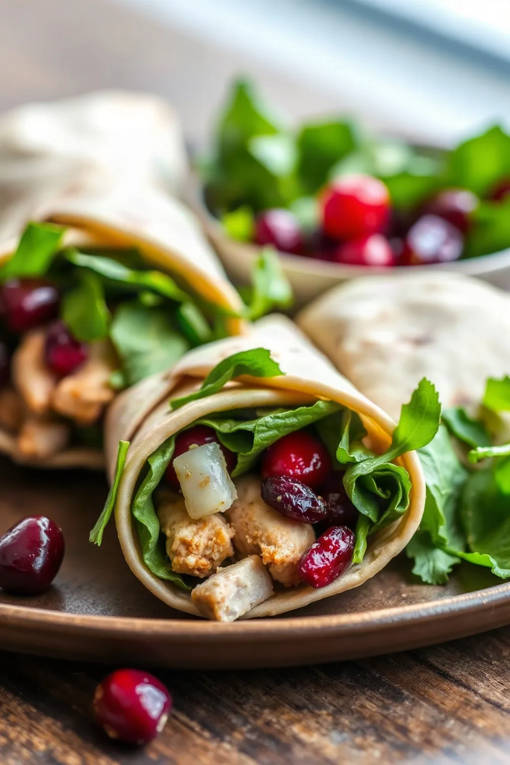 Chicken Wraps with Cranberries and Spinach