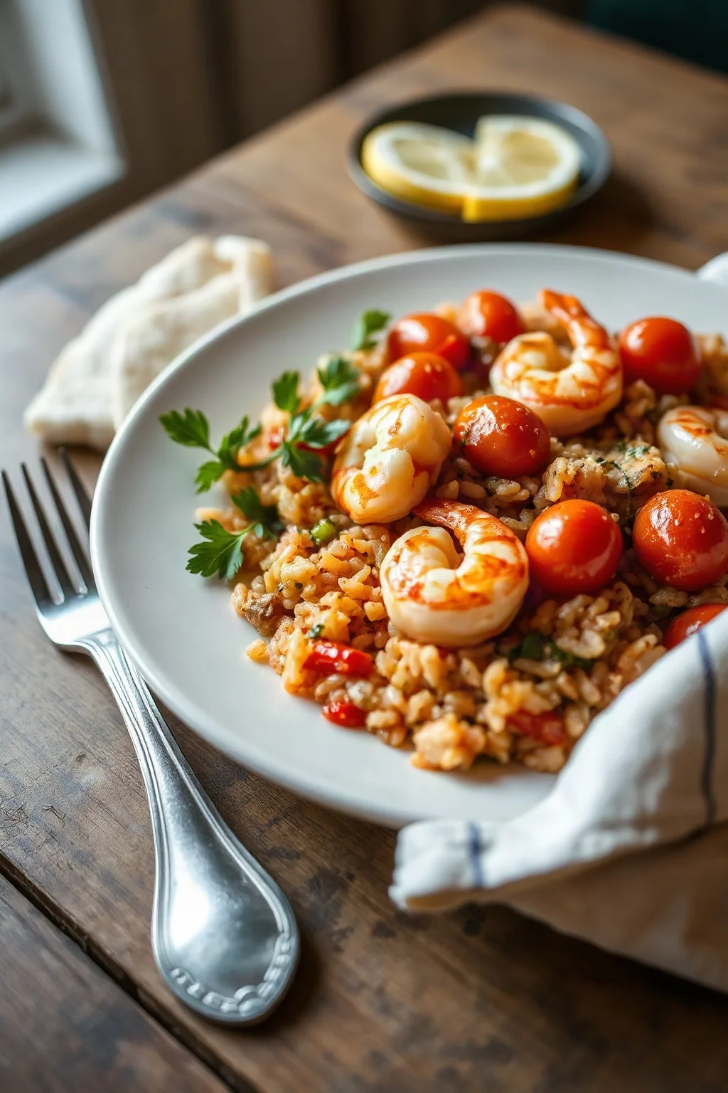 Riz one pot aux tomates et aux crevettes