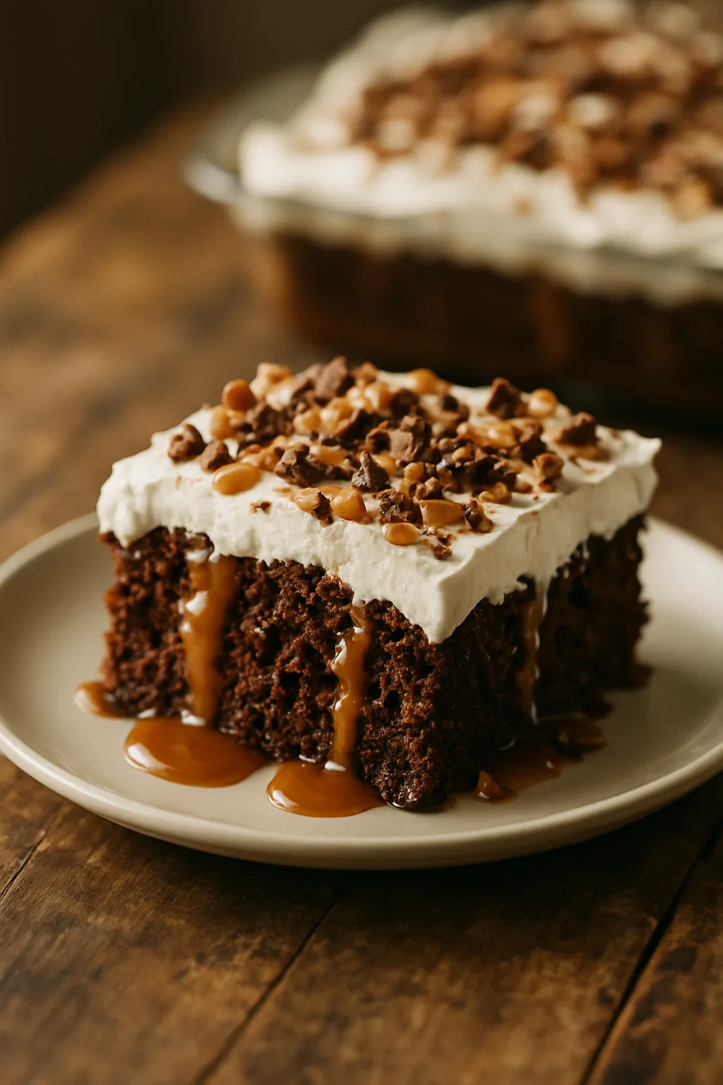 Chocolate Caramel Poke Cake