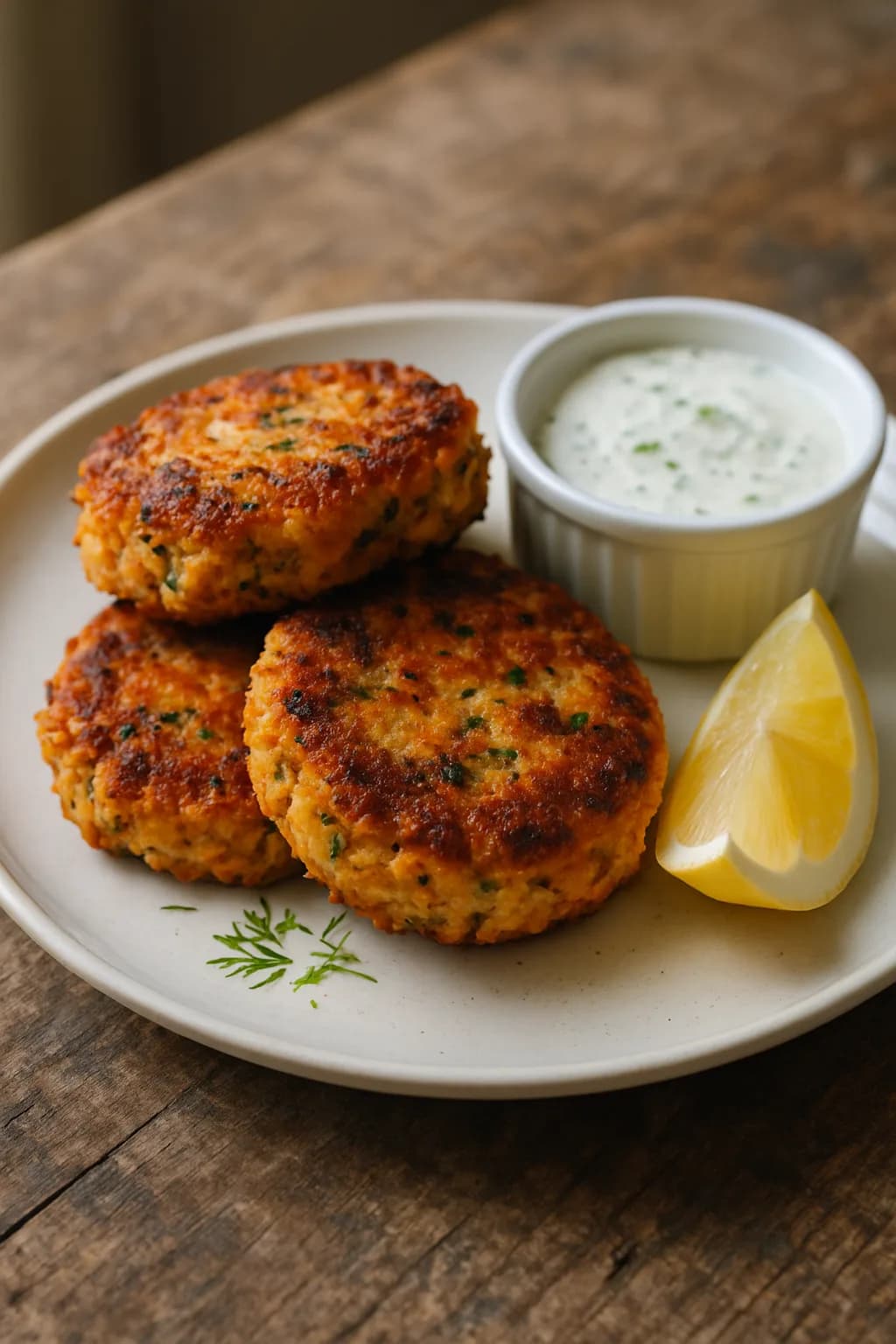 Tortitas de Salmón Fresco con Salsa de Limón y Eneldo